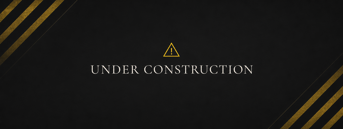 Under construction banner with yellow caution stripes
