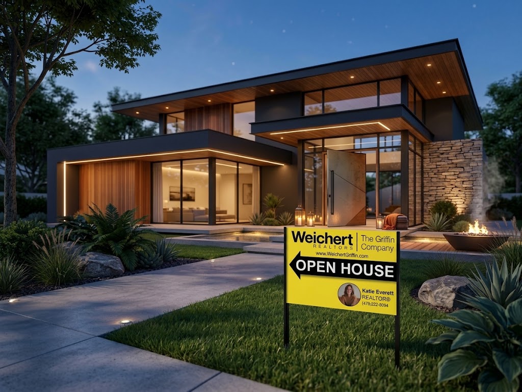 Weichert Griffin open house sign in front of a modern home